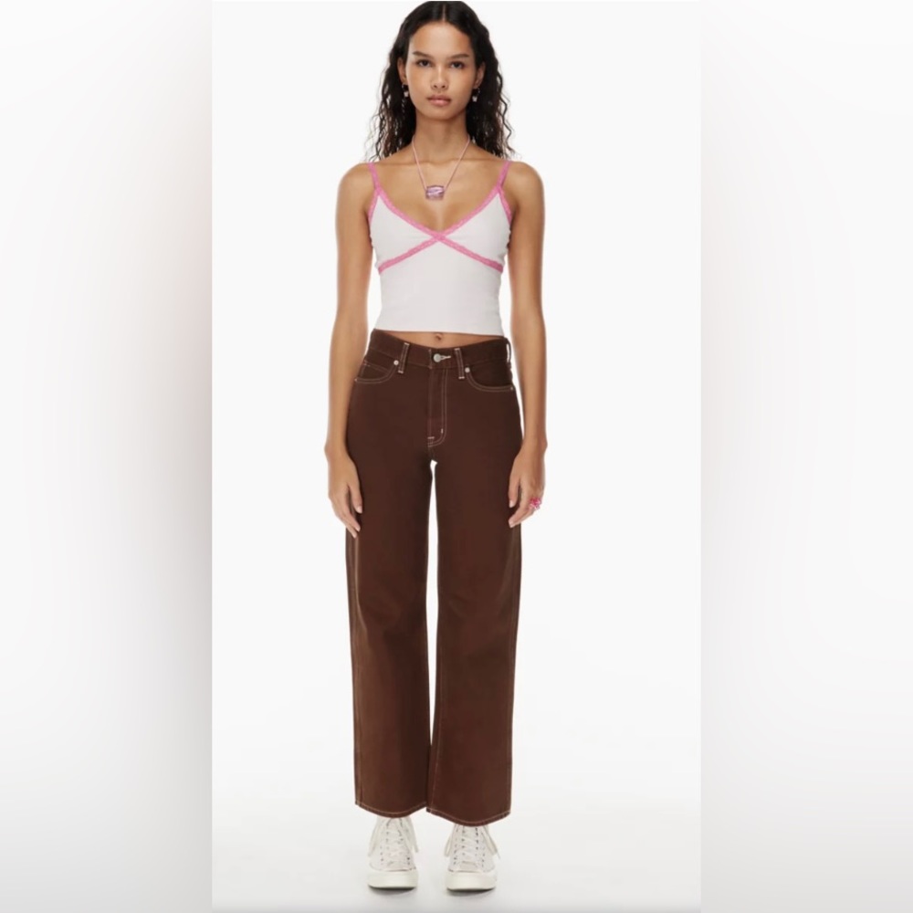 Aritzia Sunday Best‎ Jupiter Jean Brown Size 4 Wide Leg High Rise